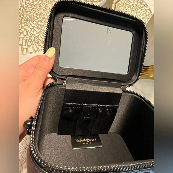 YSL Beauty Makeup Cosmetic Vanity Bag- Gold - Picture 9 of 11